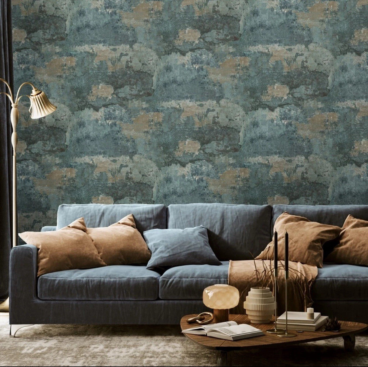 Holden Decor Concrete Texture Teal Wallpaper 13161 - Marble Granite Stone