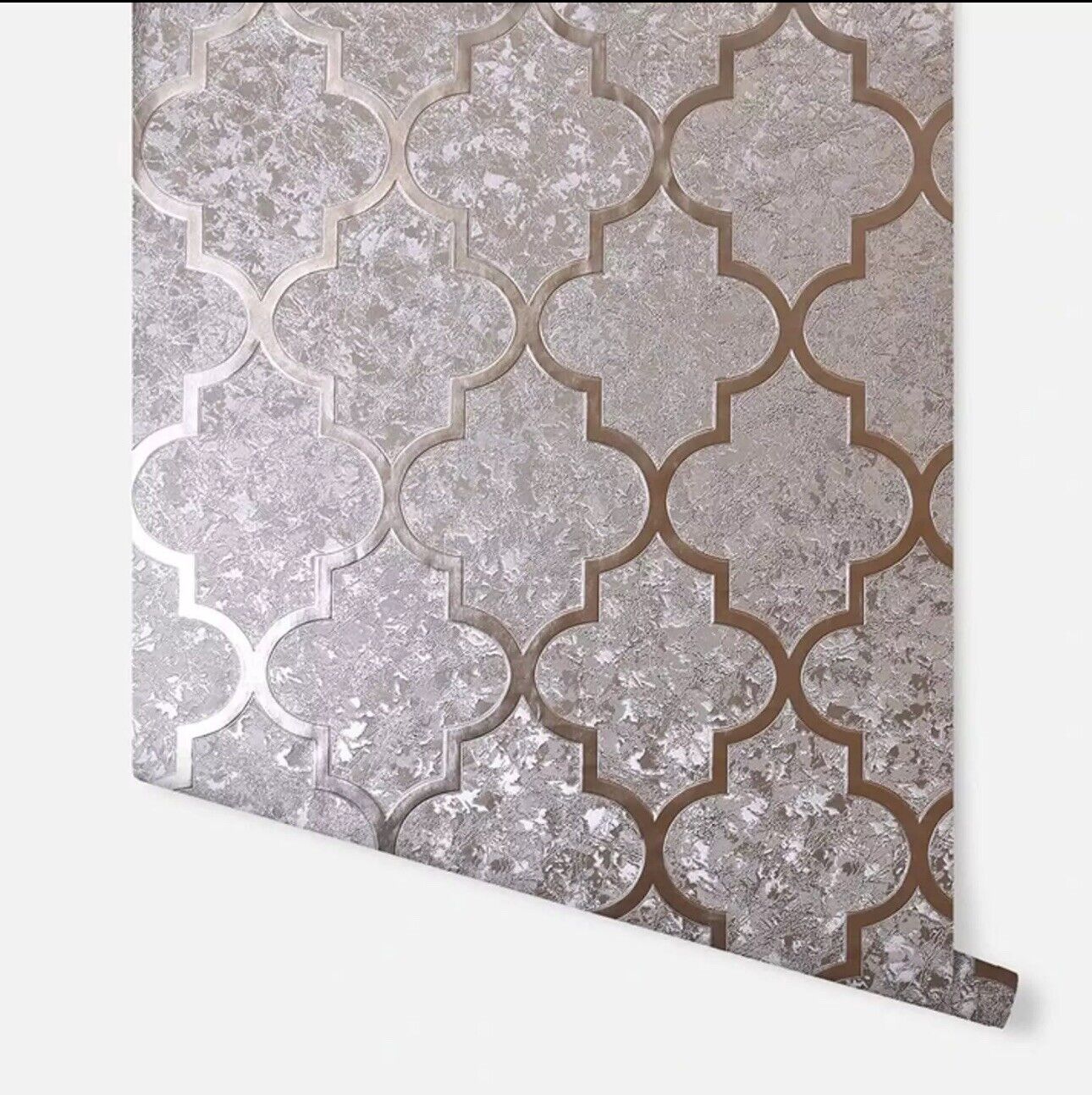 Arthouse Trellis Wallpaper 294604 – Rose Gold Metallic Foil, Crushed Textured Vinyl, 10m Roll