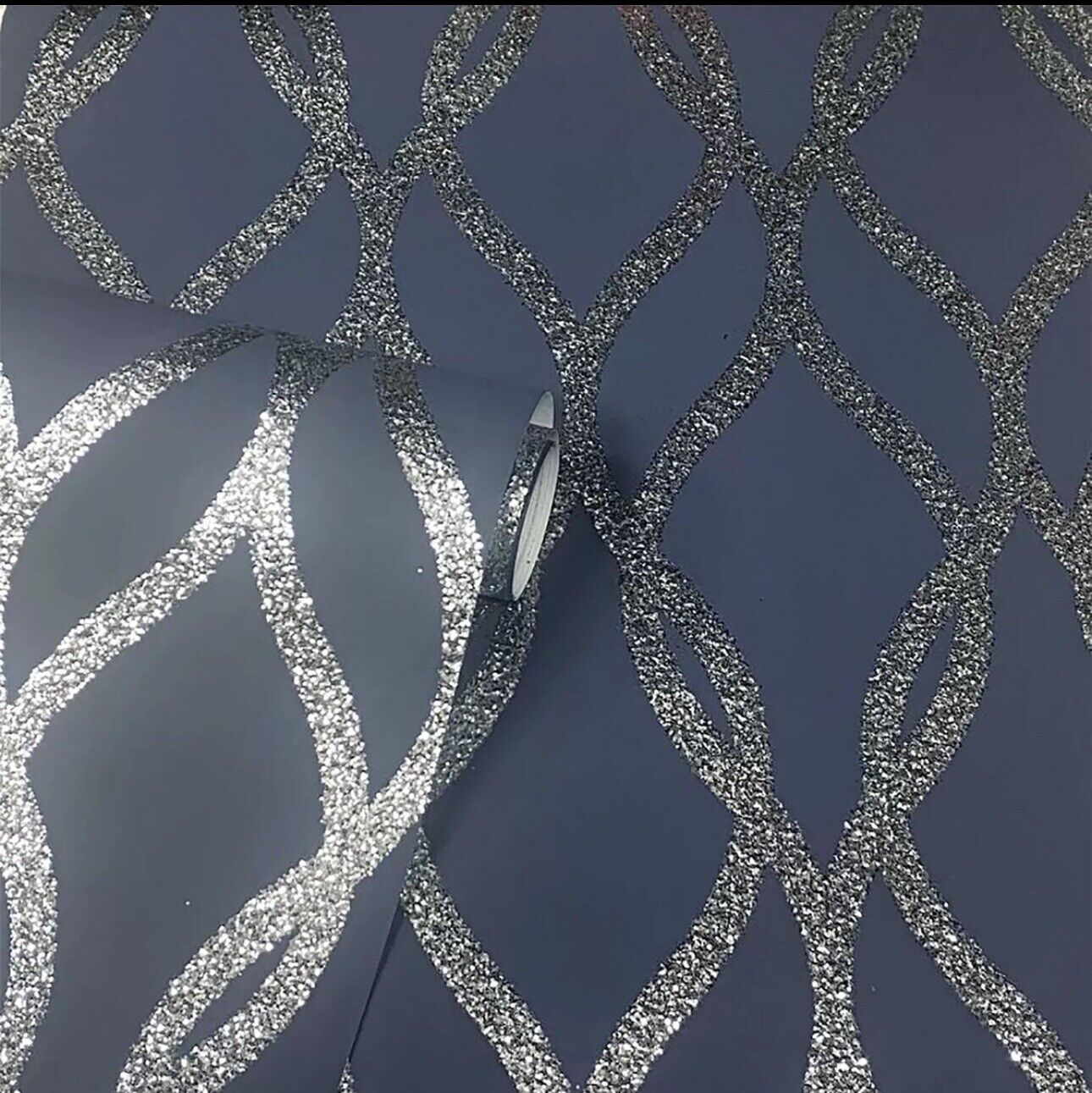 Arthouse Sequin Trellis Navy & Silver Glitter Wallpaper – 921804
