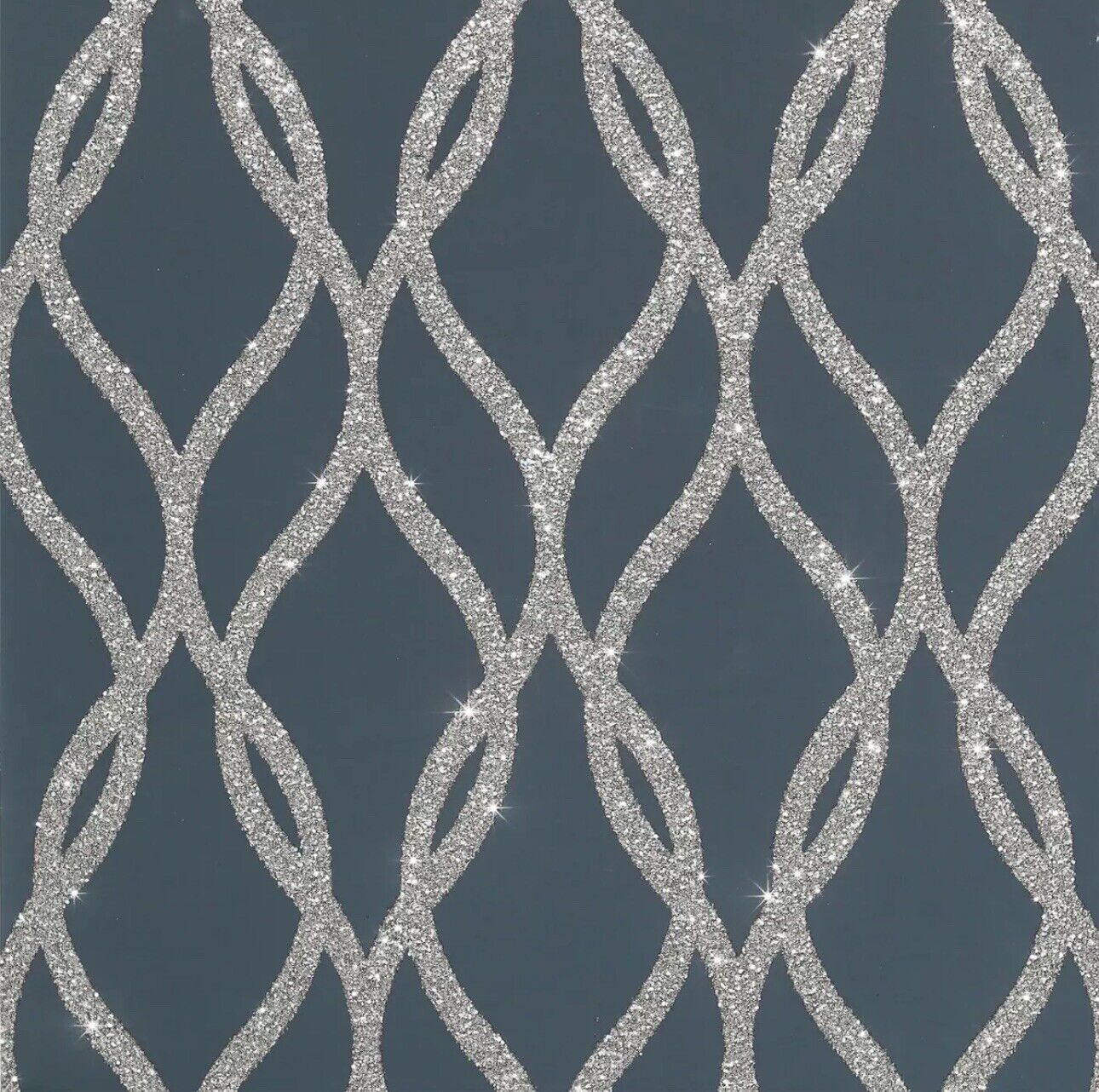 Arthouse Sequin Trellis Navy & Silver Glitter Wallpaper – 921804