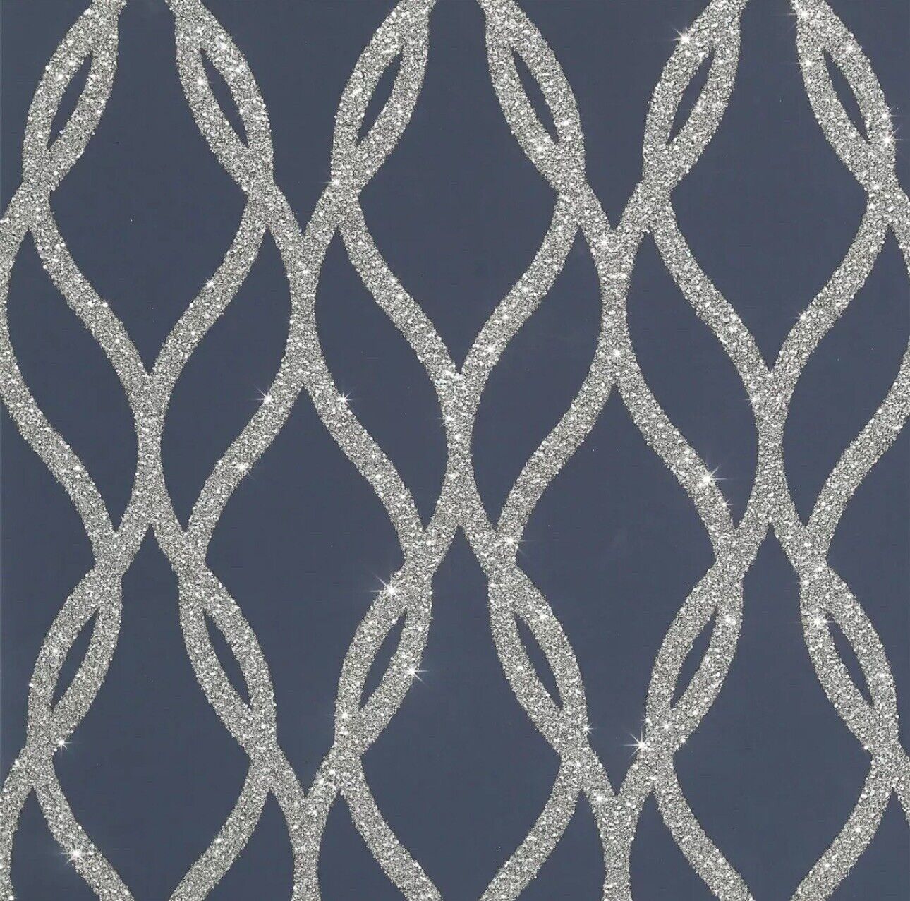 Arthouse Sequin Trellis Navy & Silver Glitter Wallpaper – 921804