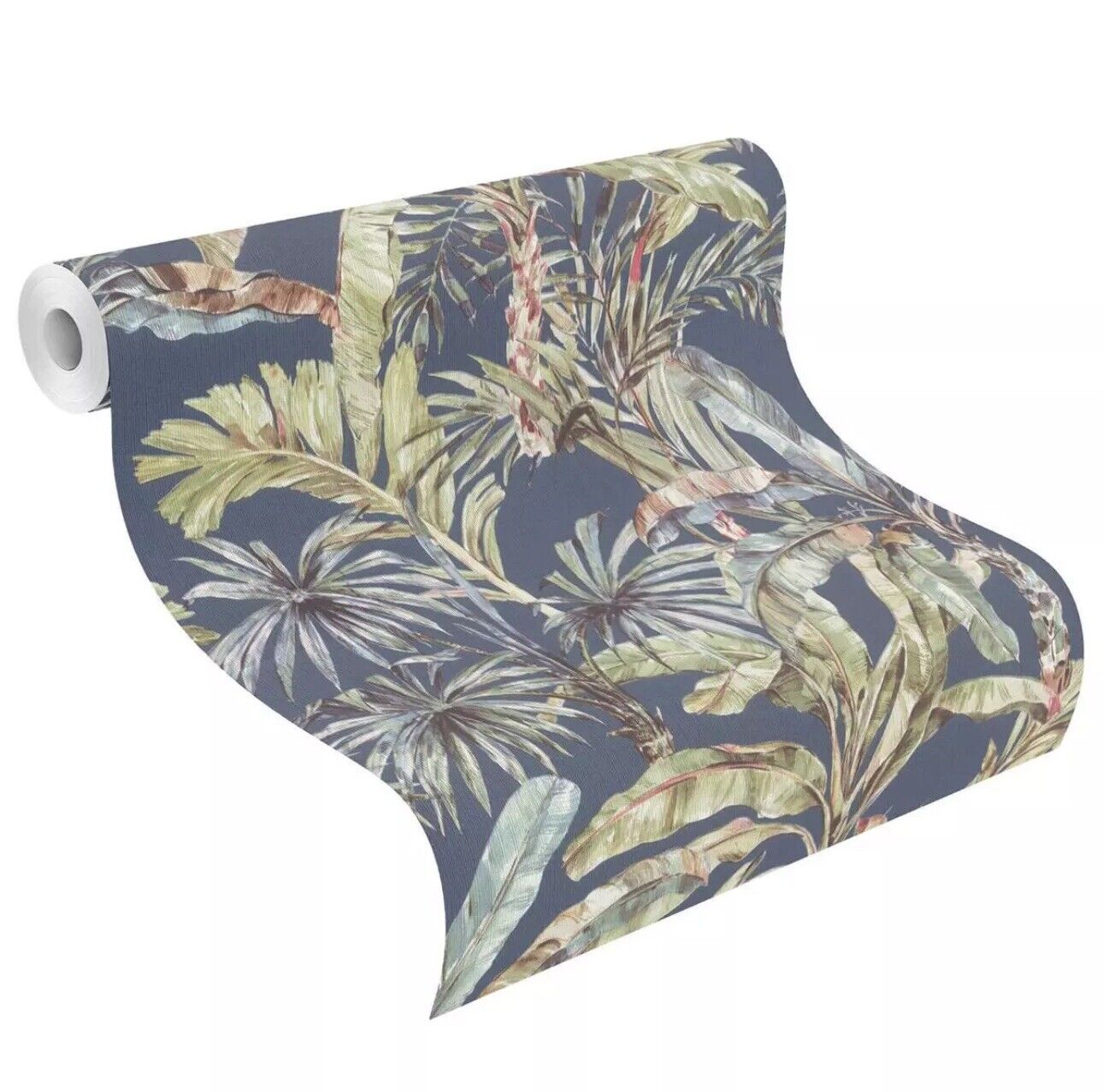 Rasch Florentine Jungle Tropical Textured Paste The Wall Vinyl Navy Wallpaper