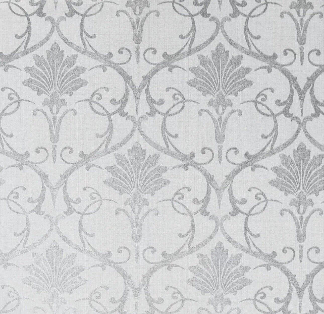 Artstick Metallic Grey Silver Damask Wallpaper – Peel & Stick Self-Adhesive Vinyl Wall Covering