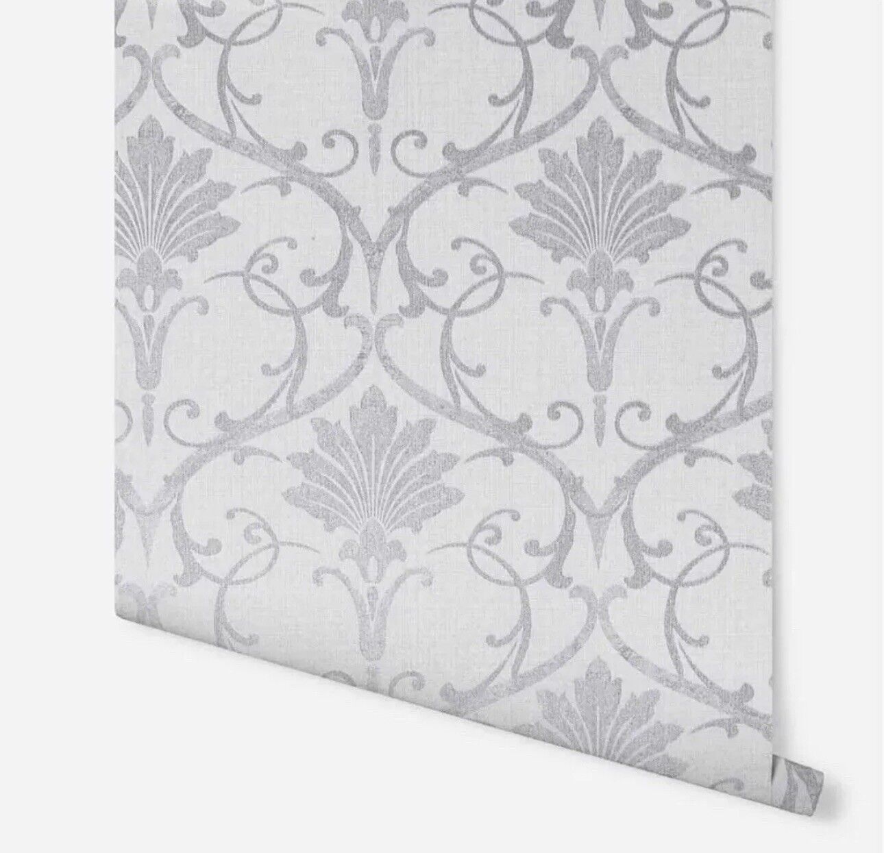 Artstick Metallic Grey Silver Damask Wallpaper – Peel & Stick Self-Adhesive Vinyl Wall Covering