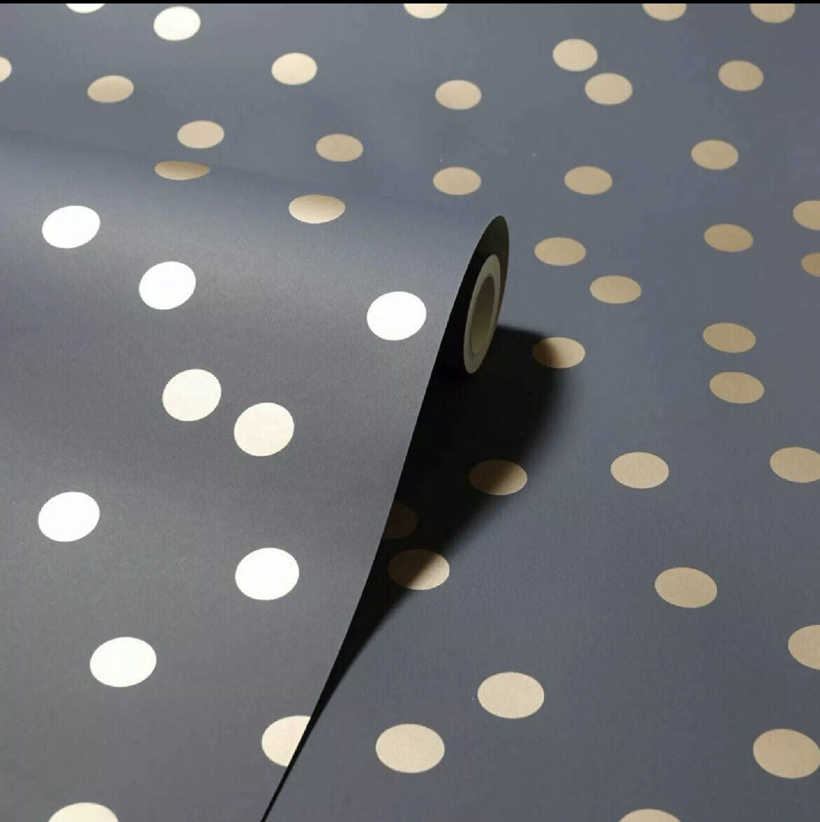 Arthouse Dotty Charcoal & Rose Gold Wallpaper 685001 – Modern Metallic Polka Dot Design, Full Roll