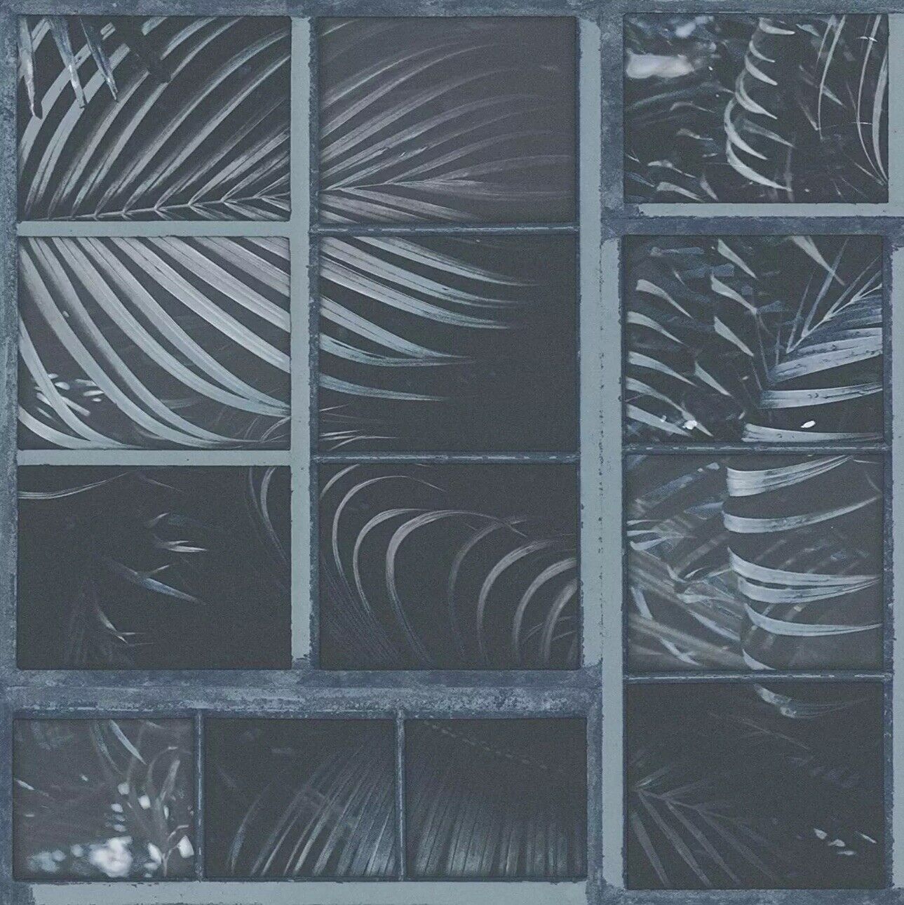 AS Creation Tropical Jungle Palm Leaf Leaves Tiles Wallpaper Blue Black 37740-4