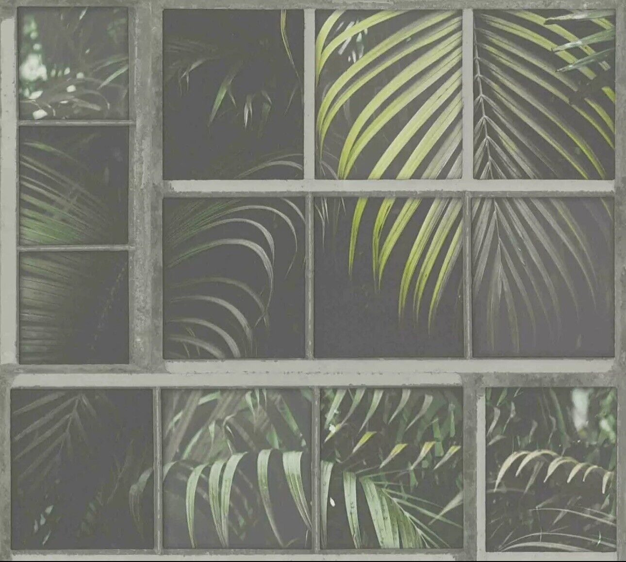 AS Creation Tropical Jungle Palm Leaf Leaves Wallpaper Black Grey Green 37740-2