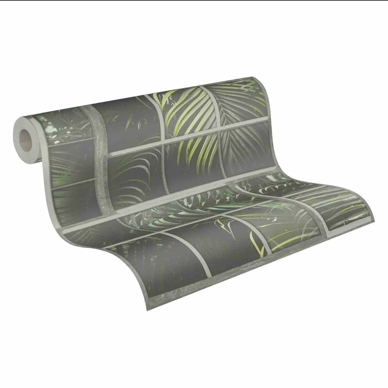 AS Creation Tropical Jungle Palm Leaf Leaves Wallpaper Black Grey Green 37740-2