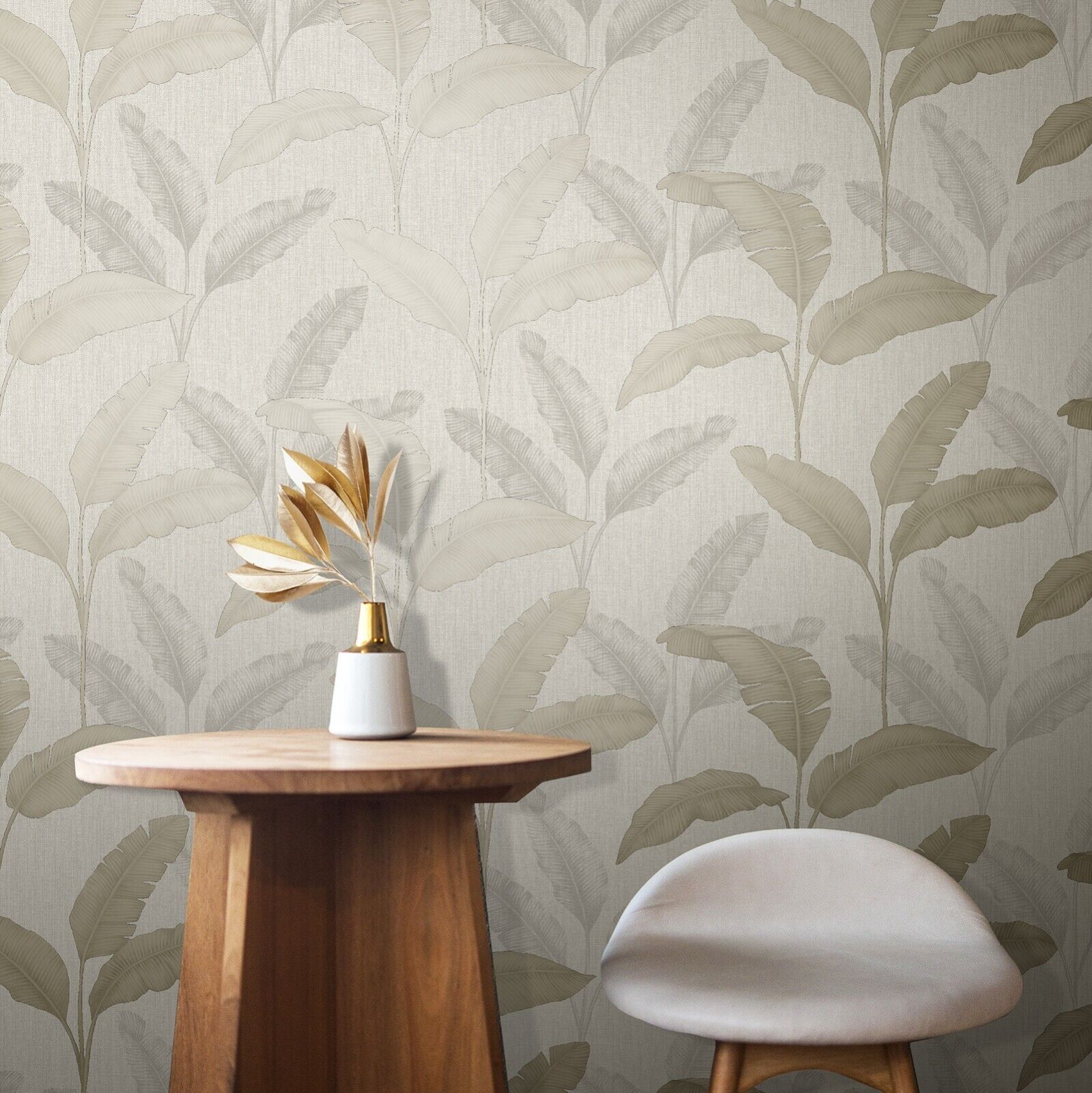 Amara Palm Leaf Beige/Gold  wallpaper Rasch 283470 Clearance