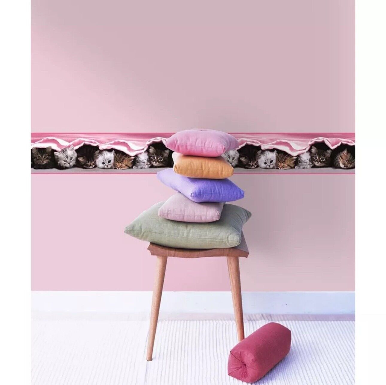 4 x Pink Kitten Cat Wallpaper Border for Girls – Holden Decor Job Lot