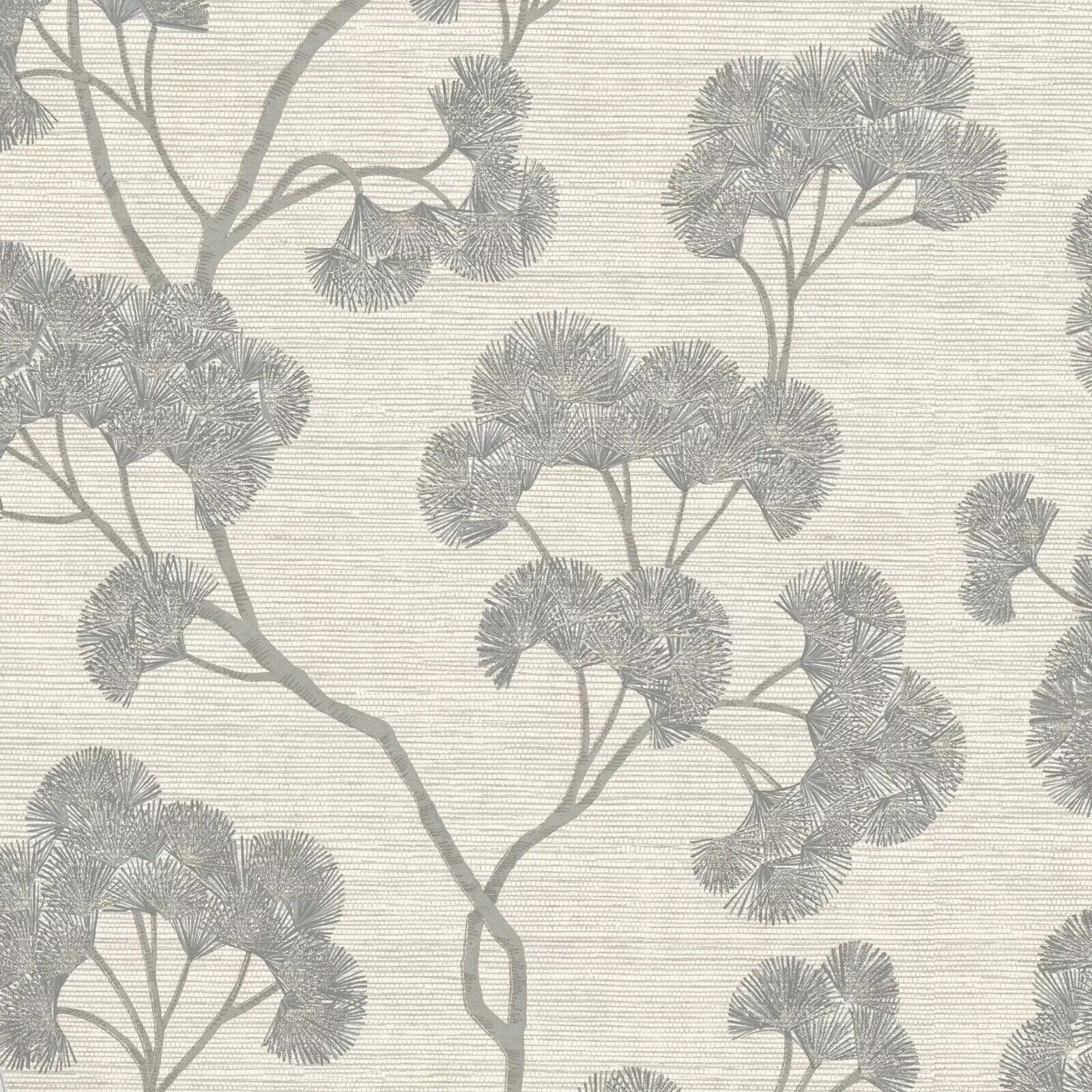 Rasch Elegant Homes Gingko Wallpaper – Textured Grey Botanical Leaf | 316025