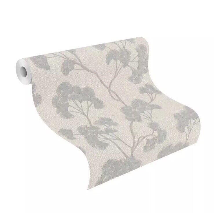 Rasch Elegant Homes Gingko Wallpaper – Textured Grey Botanical Leaf | 316025