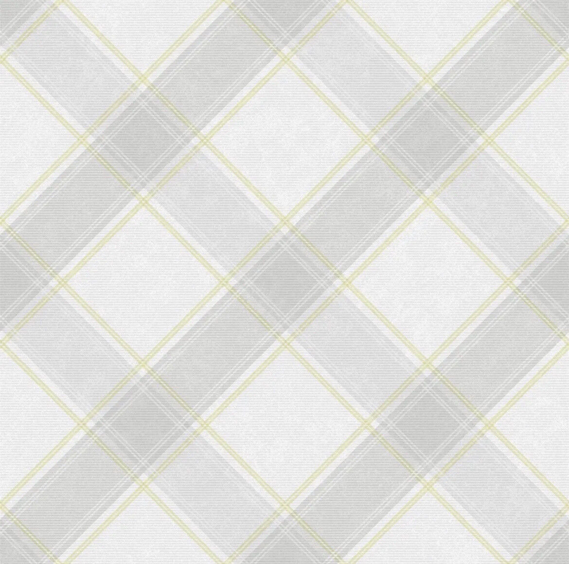 Check Tartan Wallpaper Checked Plaid Chequered Grey Yellow Holden Decor 90741..