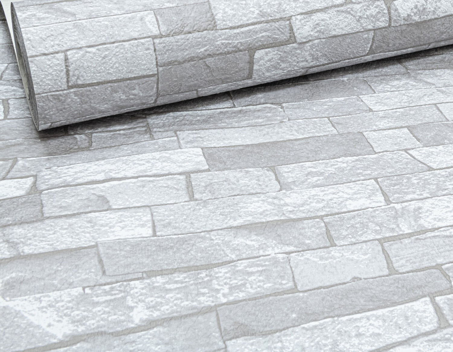 Rustic Brick 3D Effect White Light Medium Grey Textured Feature Wallpaper 05546-20