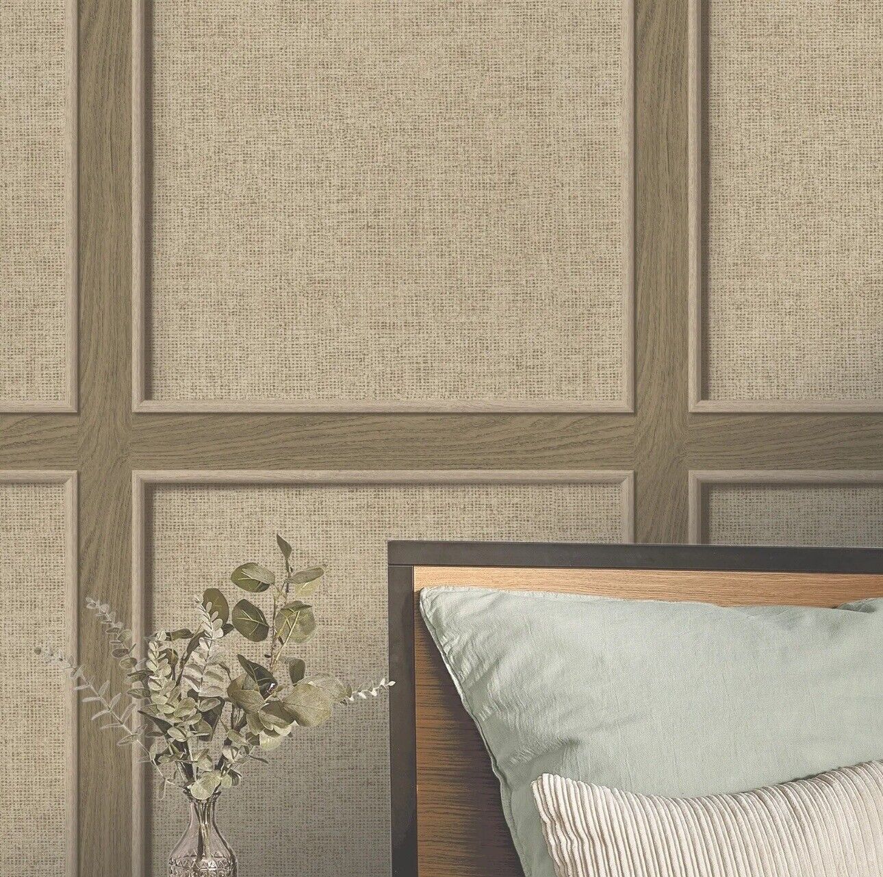Walnut Oak Panelled 3D Smooth Brown Weave Wood Grain Effect Wallpaper 285795