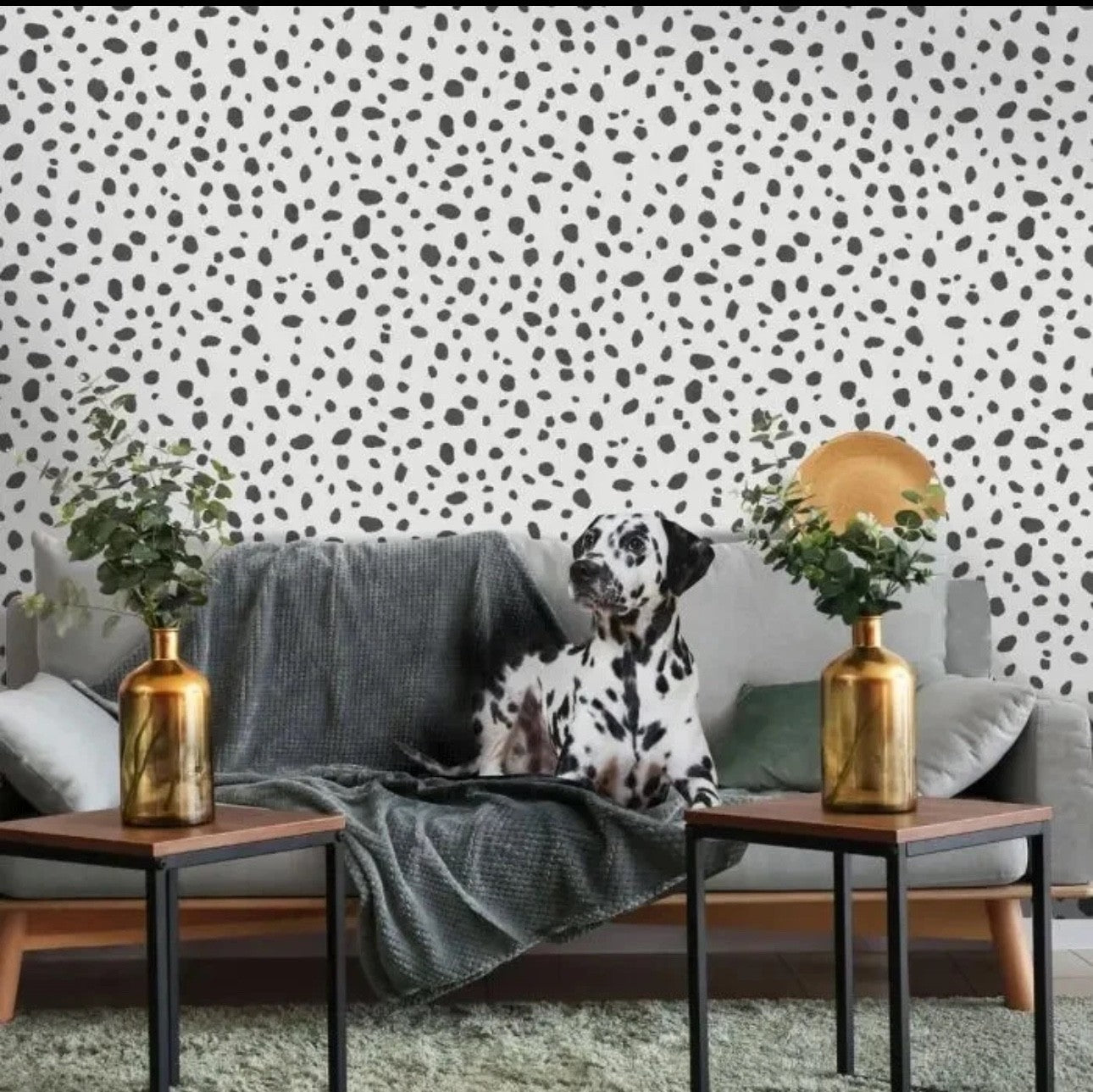 Holden Dalmatian Spot Animal Print Wallpaper  Black & White 12940