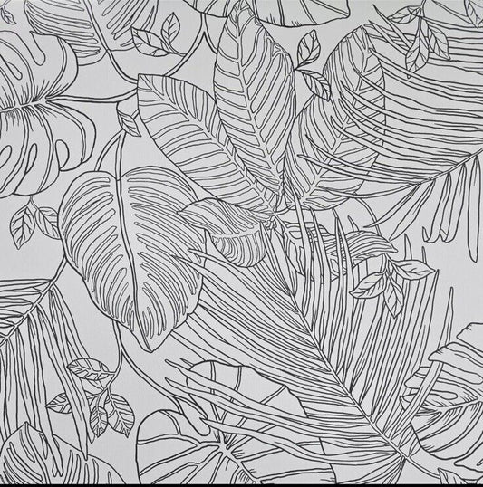 Rasch Tropical Wallpaper 283173 – Grey & Black Canopy Leaves, Floral Jungle Vinyl, 10m Roll