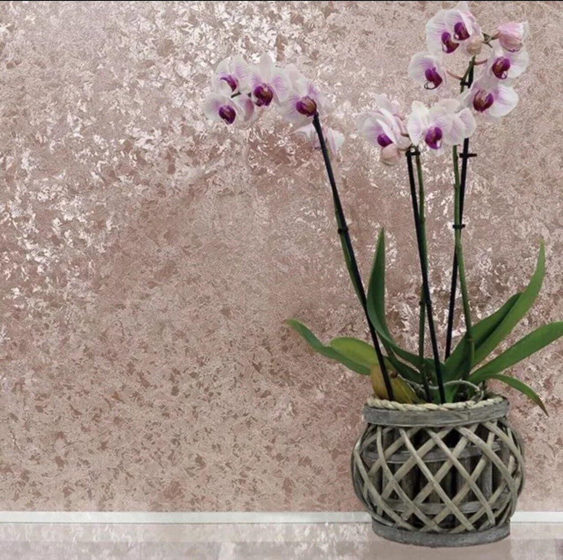 Arthouse Crushed Velvet Wallpaper 294300 – Rose Gold Metallic Foil, Textured Vinyl, 10m Roll