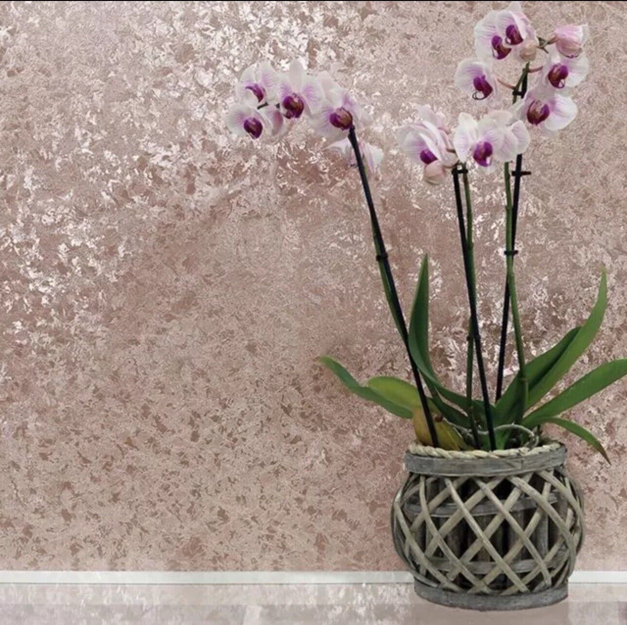 Arthouse Crushed Velvet Wallpaper 294300 – Rose Gold Metallic Foil, Textured Vinyl, 10m Roll