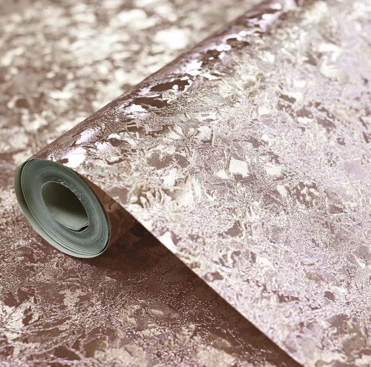 Arthouse Crushed Velvet Wallpaper 294300 – Rose Gold Metallic Foil, Textured Vinyl, 10m Roll