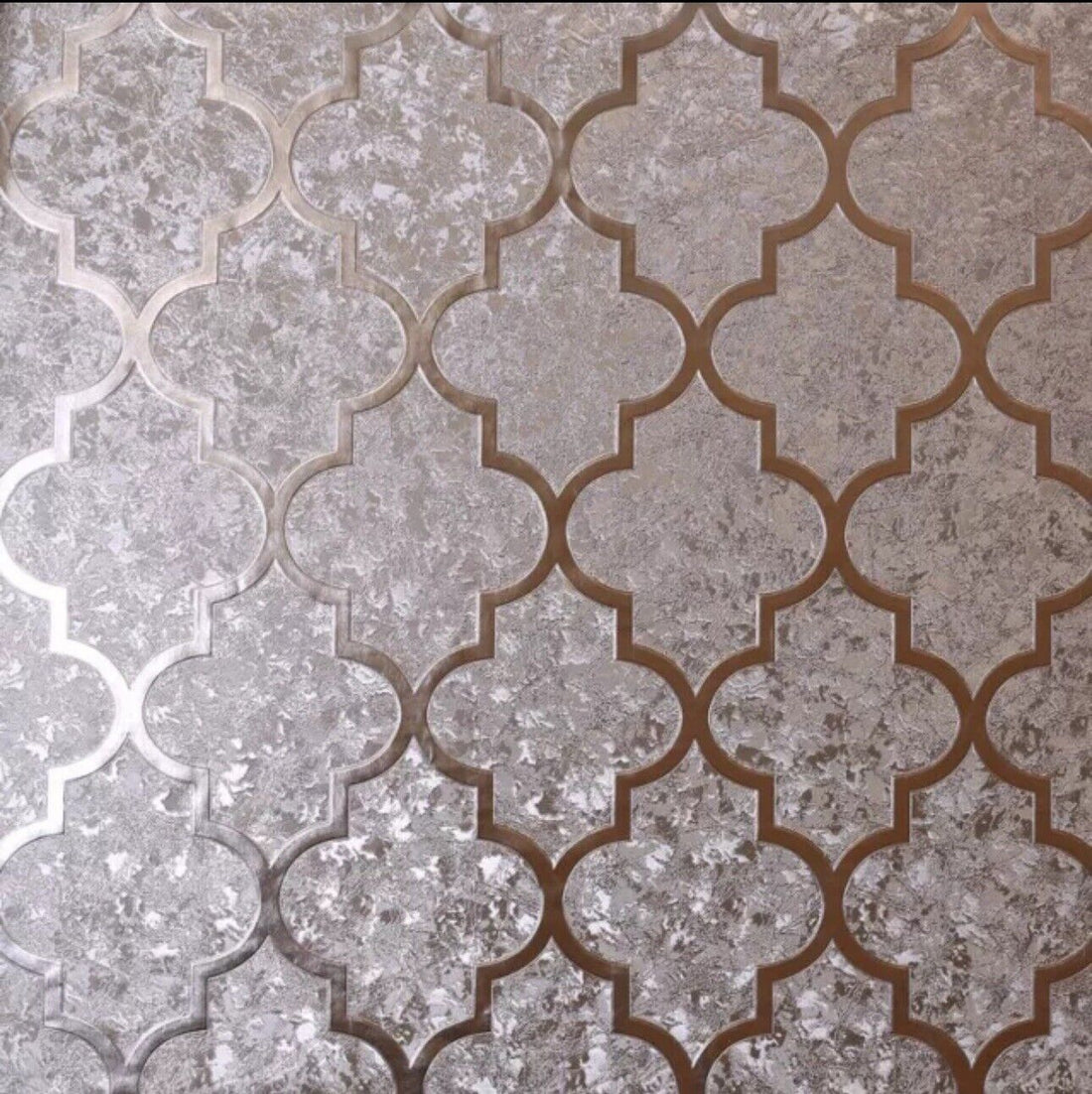 Arthouse Trellis Wallpaper 294604 – Rose Gold Metallic Foil, Crushed Textured Vinyl, 10m Roll