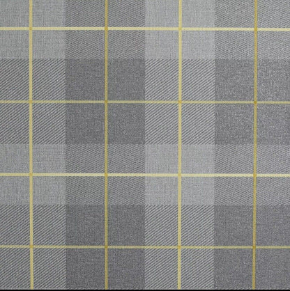 Arthouse Heritage Tartan Wallpaper 299000 – Ochre &amp; Grey Check, Textured Vinyl, 10m Roll