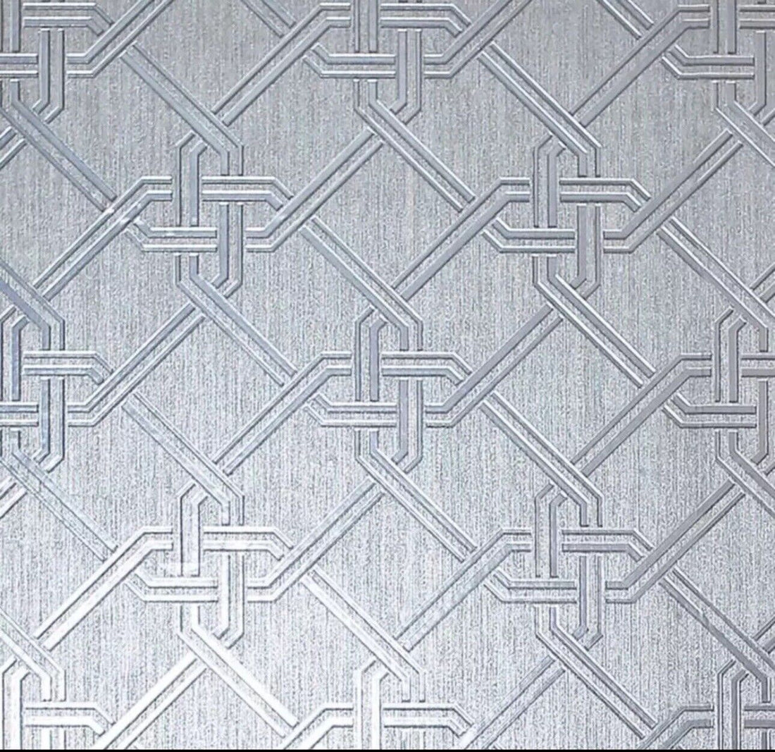 Arthouse Gianni Geometric Wallpaper 903105 – Silver Foil Twist Knot Design, Textured Vinyl, 10m Roll