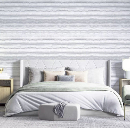 Arthouse Mineral Stripe Wallpaper 904004 – White &amp; Silver Glitter Effect, Paste the Paper, 10m Roll