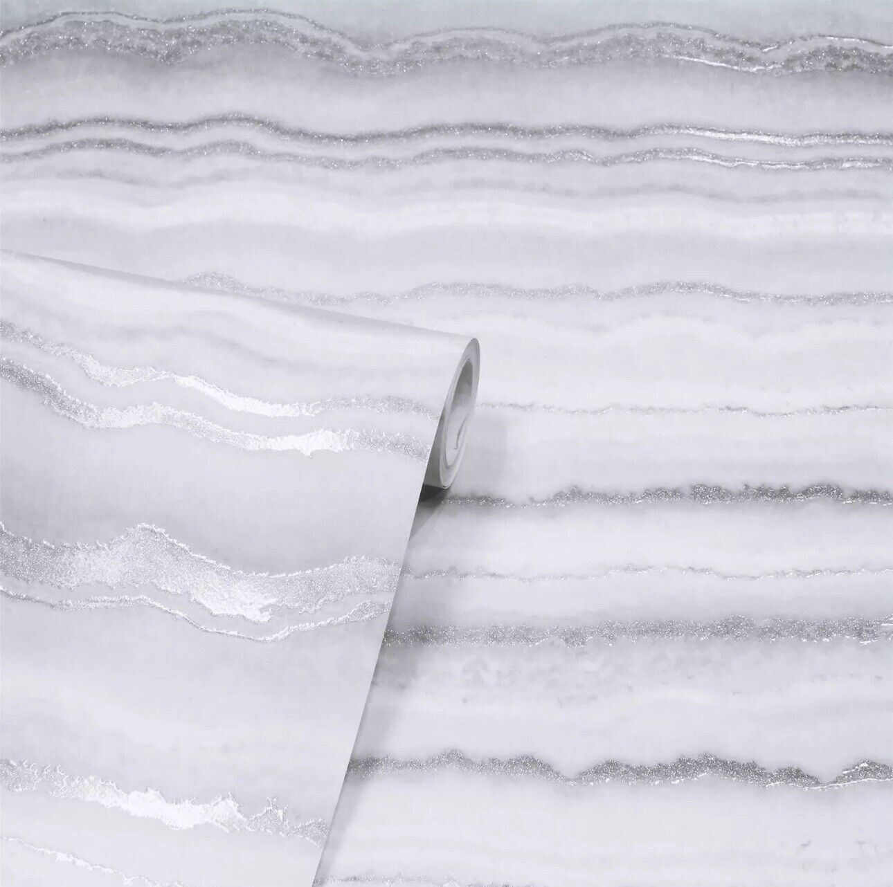 Arthouse Mineral Stripe Wallpaper 904004 – White &amp; Silver Glitter Effect, Paste the Paper, 10m Roll