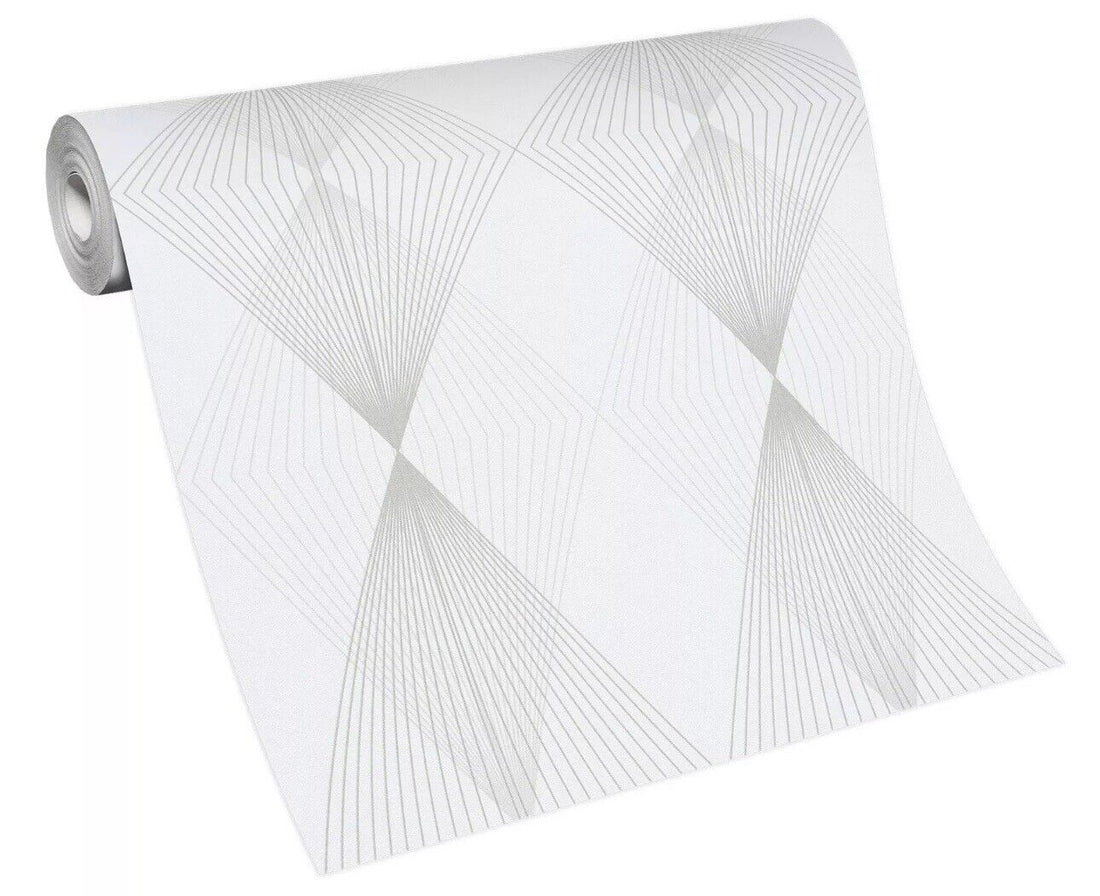 Erismann Diamond Line Wallpaper – Modern White & Grey Vinyl 10085-14 – Textured Geometric Design