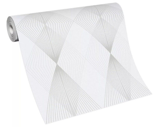 Erismann Diamond Line Wallpaper – Modern White & Grey Vinyl 10085-14 – Textured Geometric Design