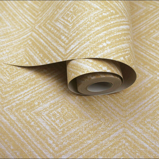 Holden Imani Texture Plains and Geometric  Yellow Clearance Wallpaper 65672