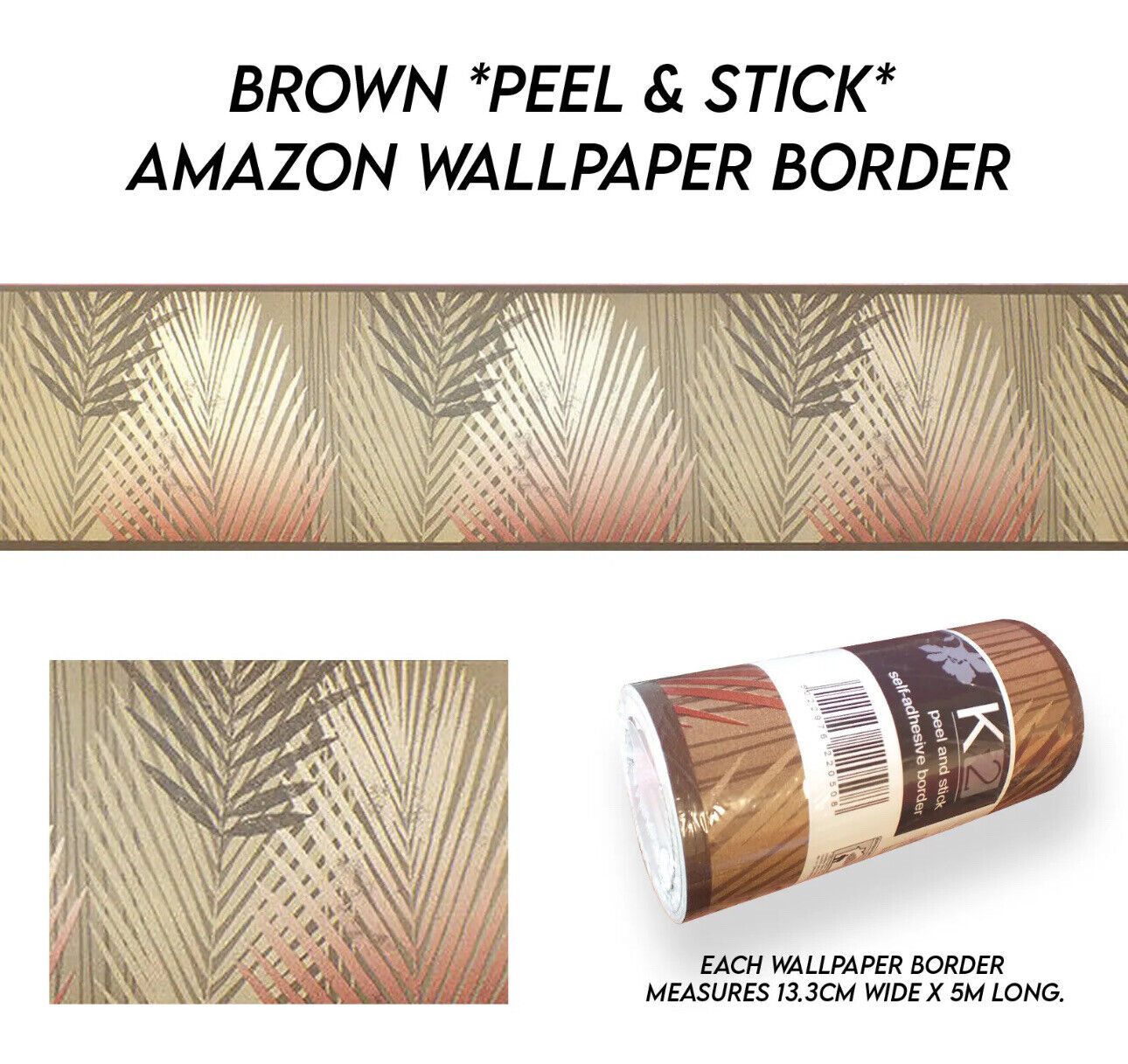 Brown Tropical Wallpaper Border – Amazon Copper Orange Tan Holden 22050 – 5m x 13.3cm