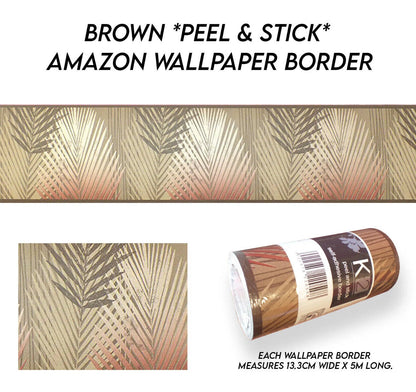 Brown Tropical Wallpaper Border – Amazon Copper Orange Tan Holden 22050 – 5m x 13.3cm