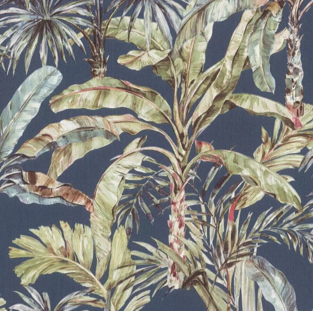 Rasch Florentine Jungle Tropical Textured Paste The Wall Vinyl Navy Wallpaper