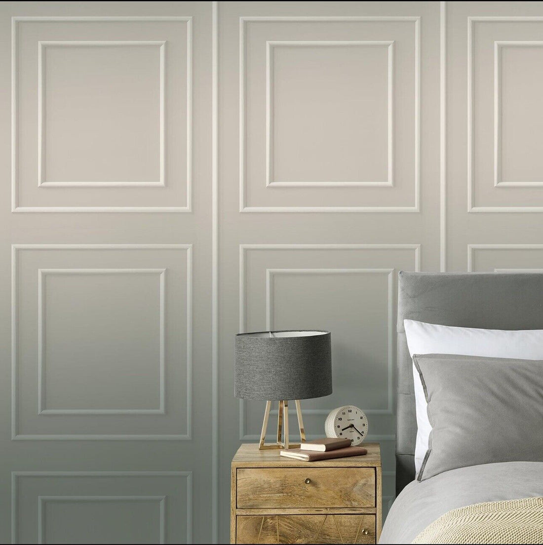 Rasch Beaded Panel Wallpaper Realistic 3D Effect Wood Paneling - Grey 279282