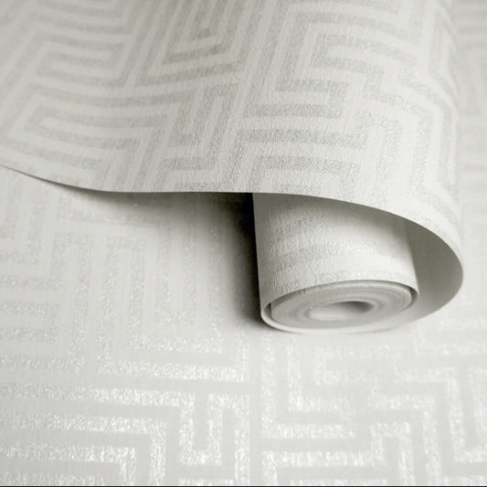 Holden Jareth White Silver Glitter Maze Pattern Wallpaper 65635