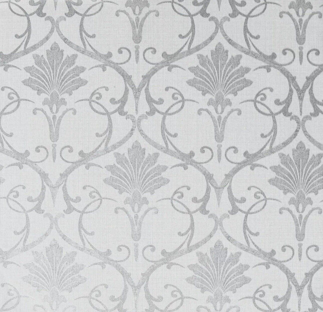 Artstick Metallic Grey Silver Damask Wallpaper – Peel &amp; Stick Self-Adhesive Vinyl Wall Covering