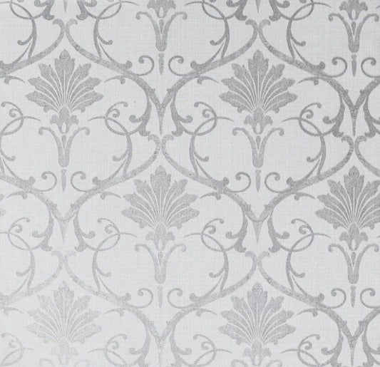 Artstick Metallic Grey Silver Damask Wallpaper – Peel & Stick Self-Adhesive Vinyl Wall Covering