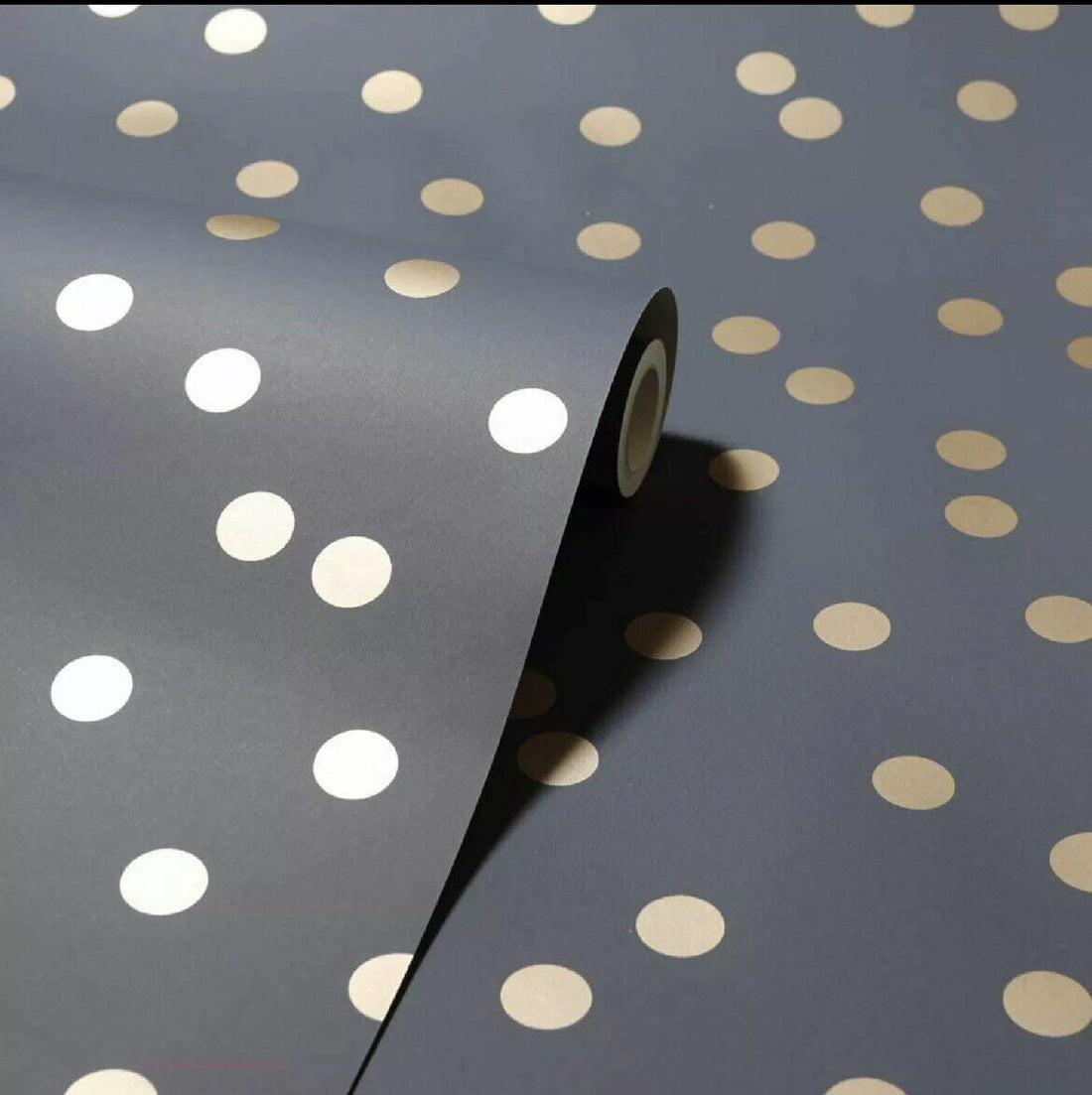 Arthouse Dotty Charcoal & Rose Gold Wallpaper 685001 – Modern Metallic Polka Dot Design, Full Roll