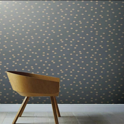 Arthouse Dotty Charcoal &amp; Rose Gold Wallpaper 685001 – Modern Metallic Polka Dot Design, Full Roll