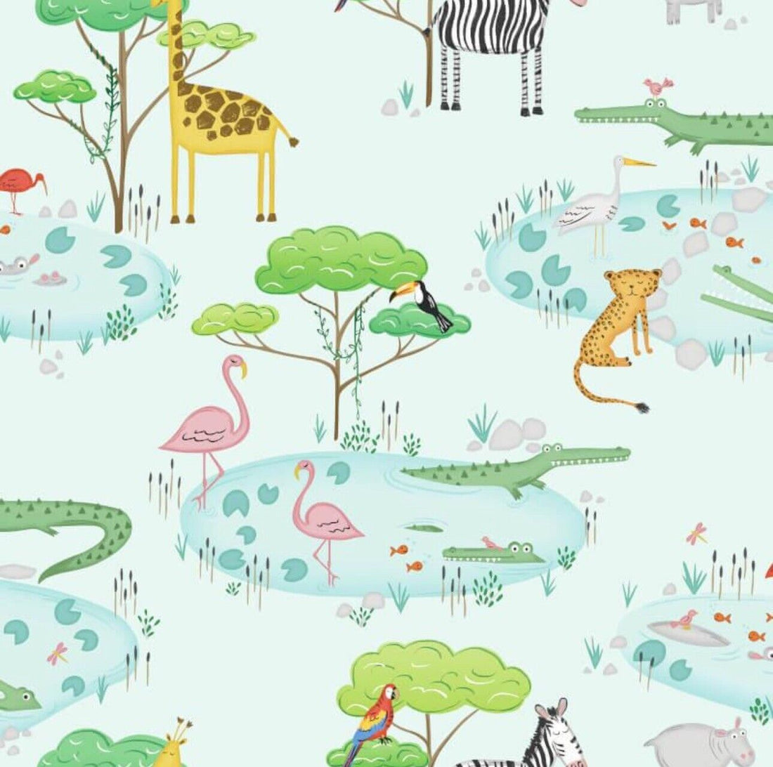 Holden Decor Crocodile Animals Lake Light Teal Multi Kids Wallpaper 90932