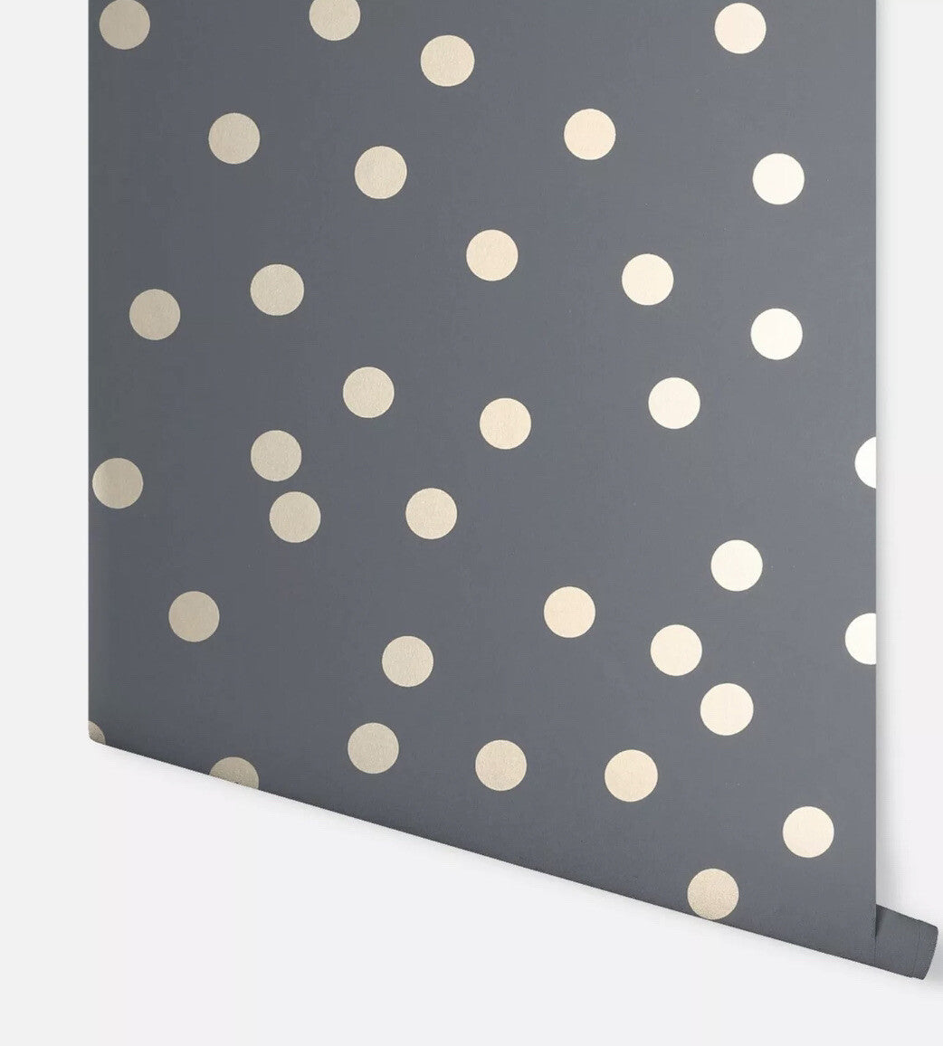 Arthouse Dotty Charcoal &amp; Rose Gold Wallpaper 685001 – Modern Metallic Polka Dot Design, Full Roll