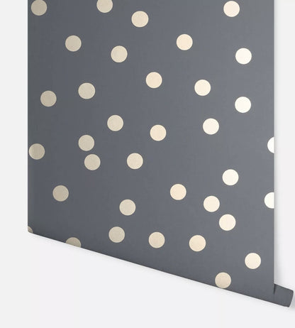 Arthouse Dotty Charcoal &amp; Rose Gold Wallpaper 685001 – Modern Metallic Polka Dot Design, Full Roll