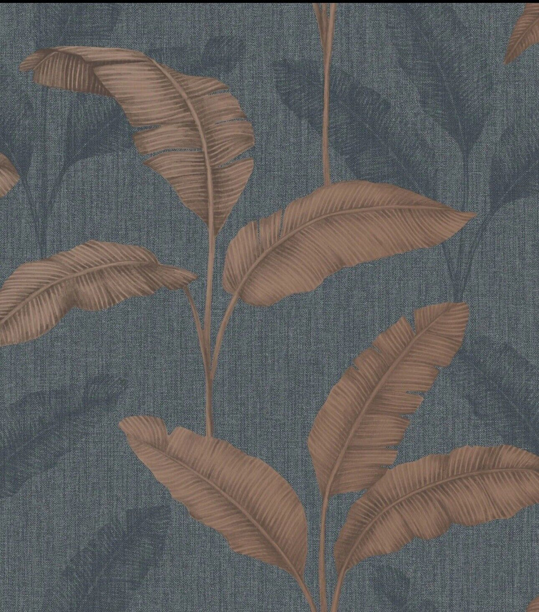 Amara Palm Leaf Navy/Copper wallpaper Rasch 283463 wallpaper