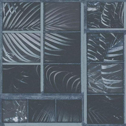 AS Creation Tropical Jungle Palm Leaf Leaves Tiles Wallpaper Blue Black 37740-4