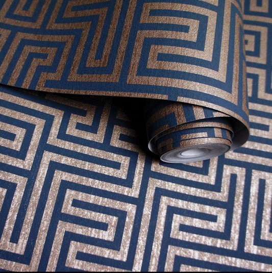 Holden Decor Labyrinth Geometric Navy Blue Wallpaper 65590 by Holden Decor
