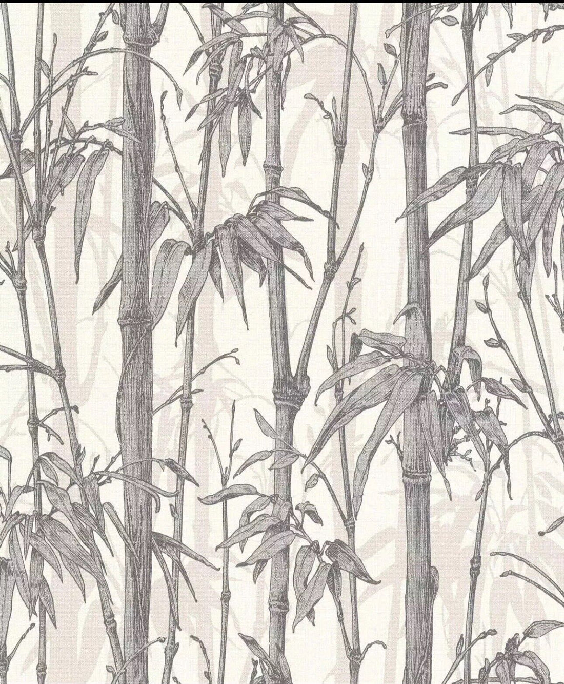 Rasch Bamboo Shimmer White/Silver Metallic Wallpap]er 484830 Clearance