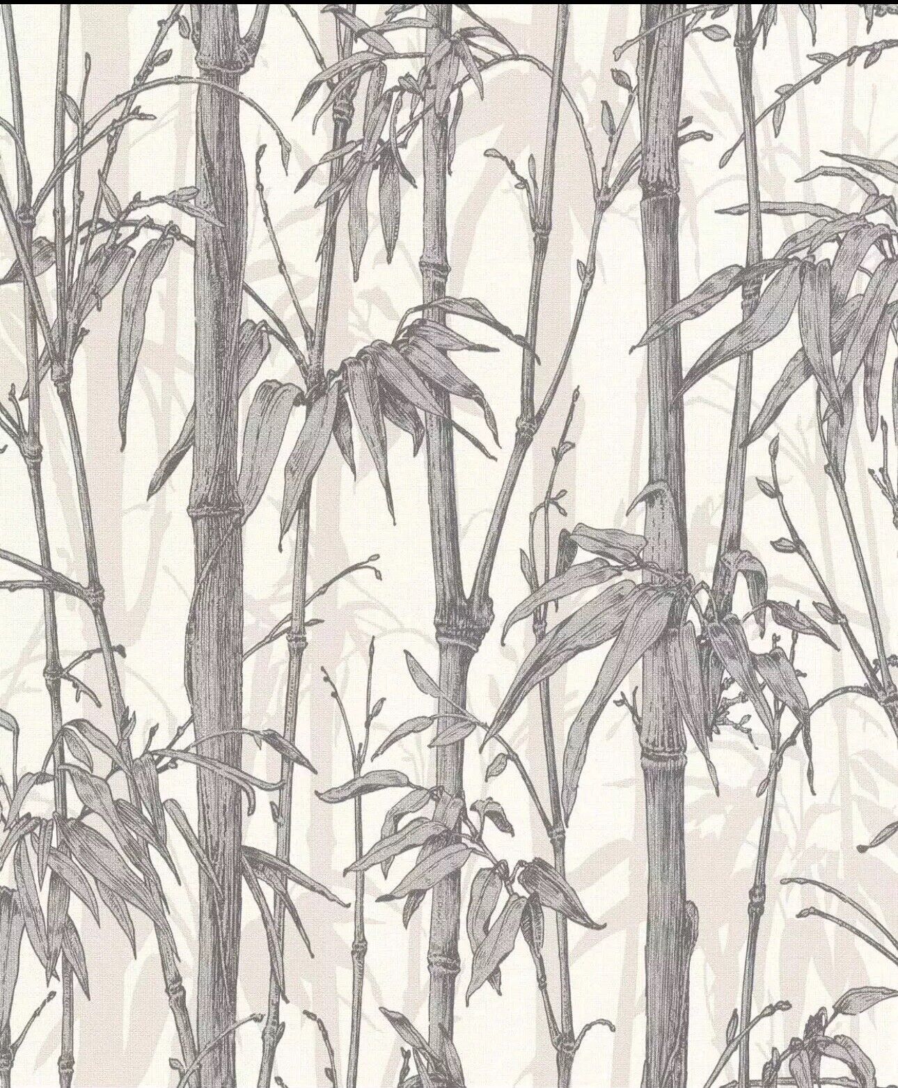 Rasch Bamboo Shimmer White/Silver Metallic Wallpap]er 484830 Clearance