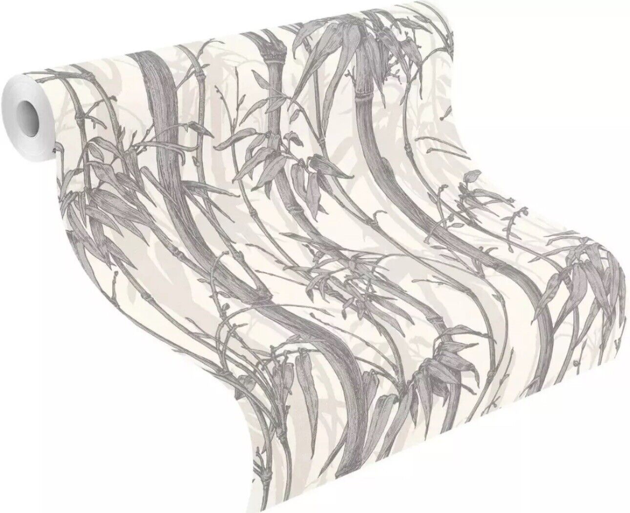 Rasch Bamboo Shimmer White/Silver Metallic Wallpap]er 484830 Clearance